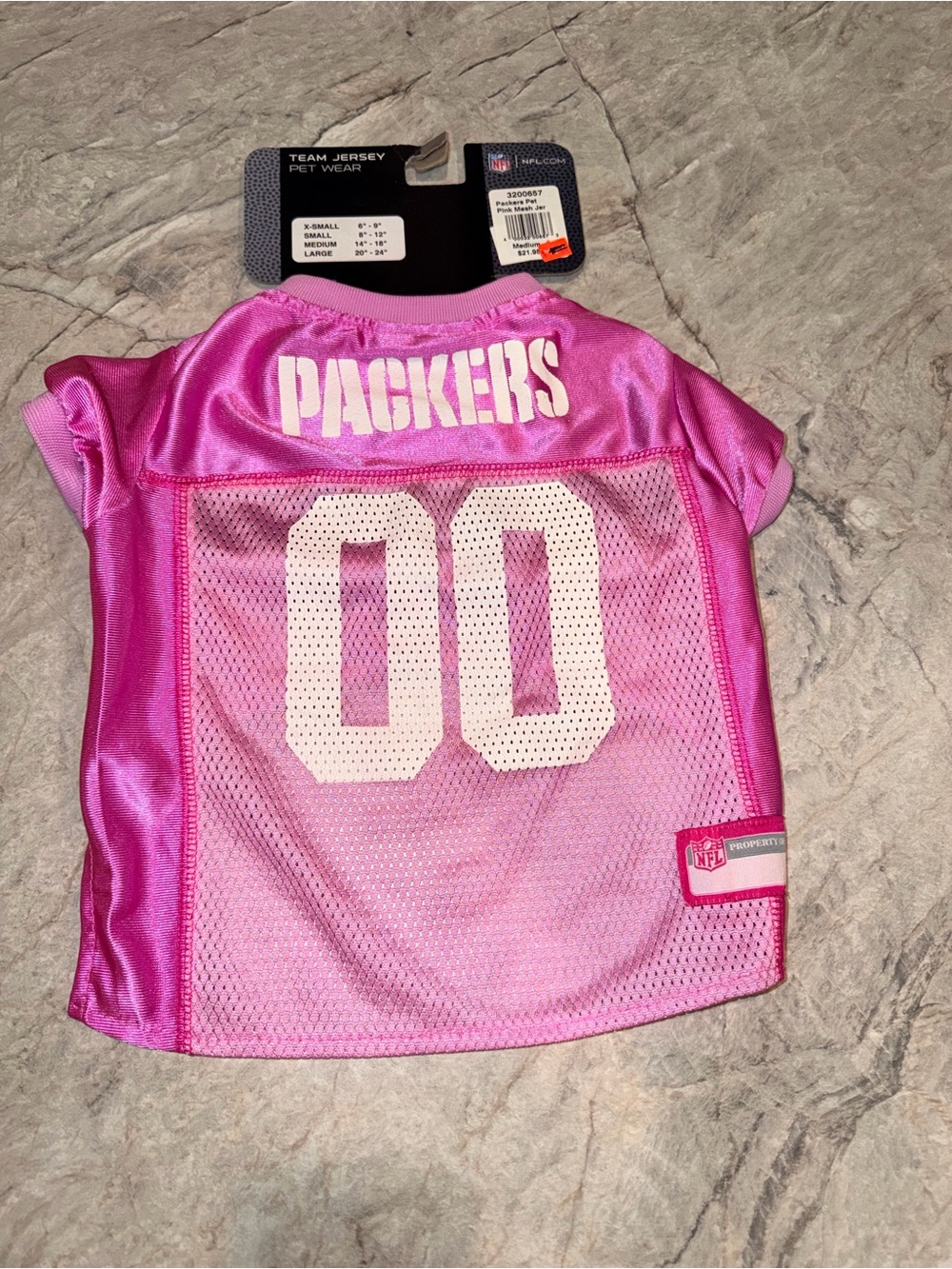 Pink Green BayPackers Dog’s Jersey - Size Medium